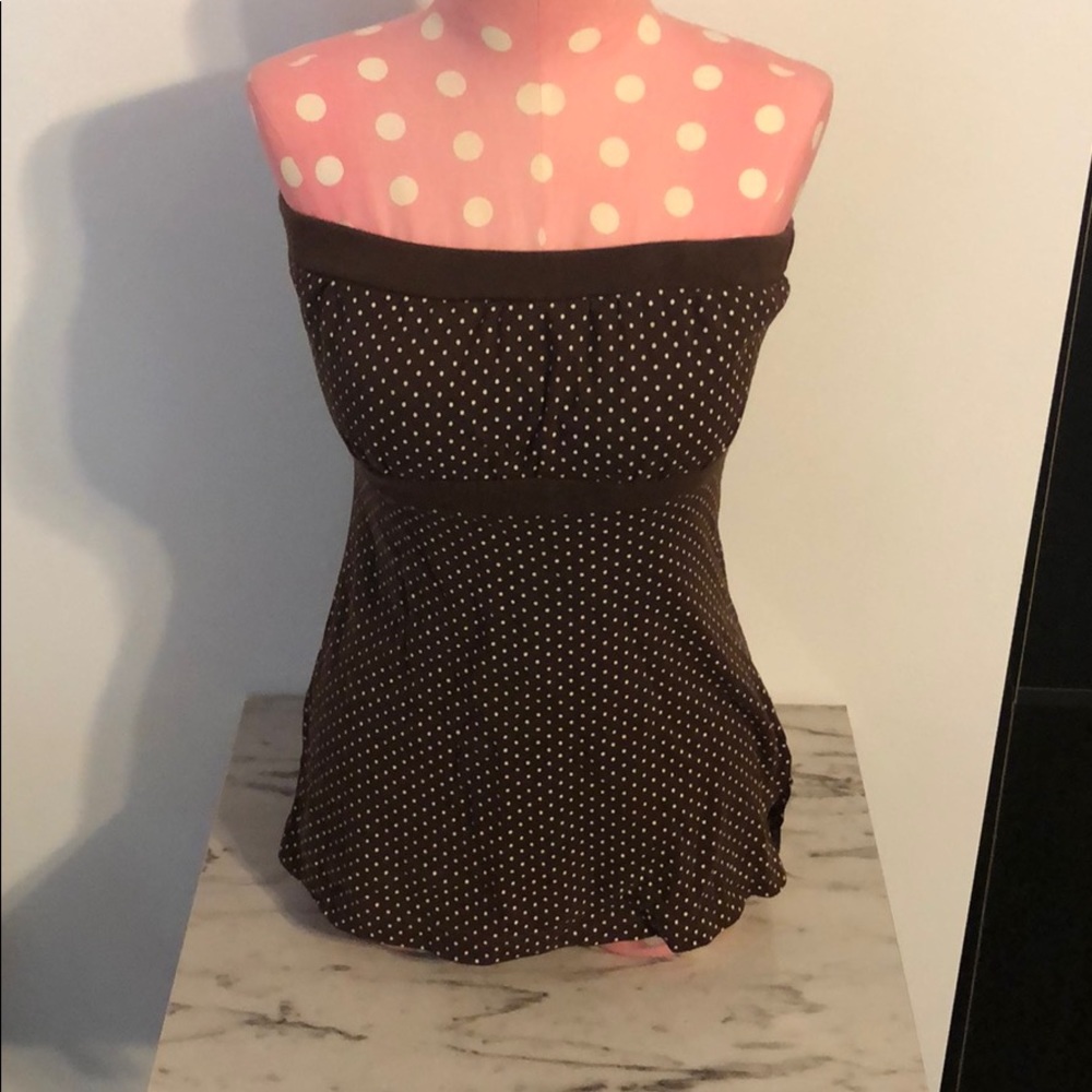 Brown polkadot tube top